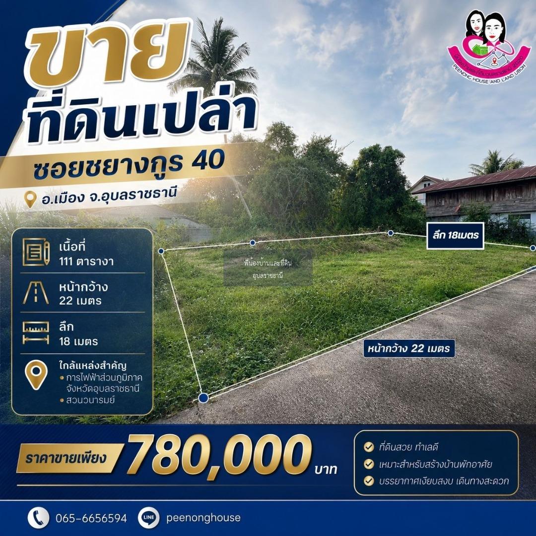 ขายที่ดิน ซอยชยางกูร 40 อำเภอเมือง จังหวัดอุบลราชธานี